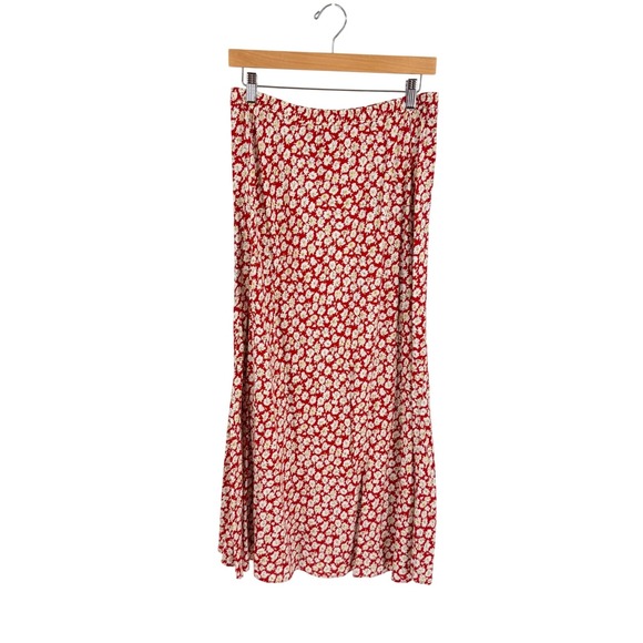 Coldwater Creek Dresses & Skirts - Vintage Coldwater Creek Midi Skirt Red Medium Floral Rayon Made USA Cottagecore